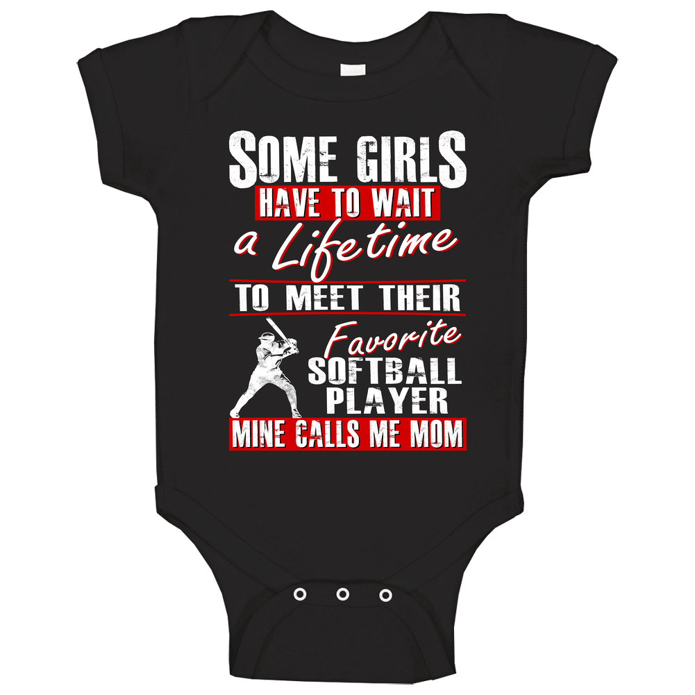 My Daughter is My Favorite Player Softball Mom T-Shirt - Gift for Mom Baby One Piece