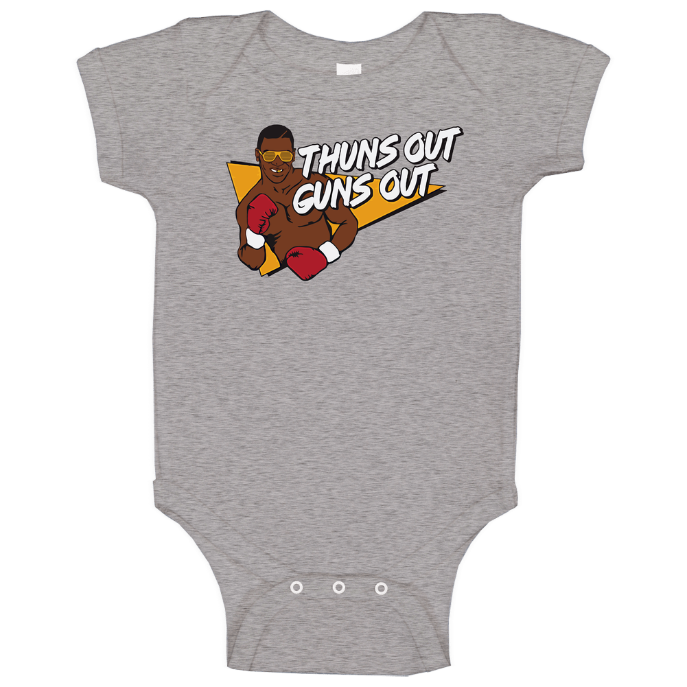 Mike Tyson Thuns Out Guns Out Baby One Piece