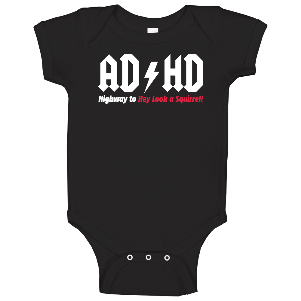New Adhd Acdc Funny Black Baby One Piece