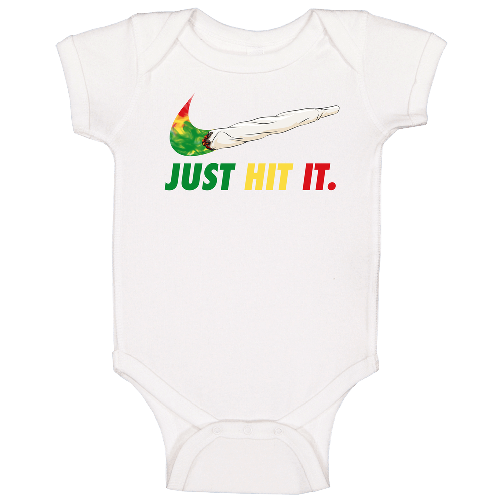 Just Hit It Nike Parody Cannabis Weed Joint Doobie Stoner Baby One Piece