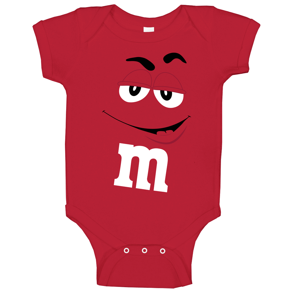 Red M&m Big Face Funny Halloween Costume Baby One Piece