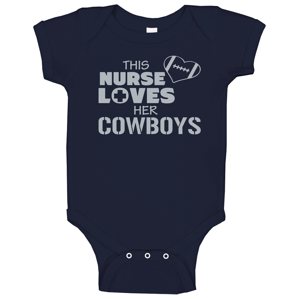 This Nurse Loves Her Cowboys Football T Shirt - Dallas Cowboys Team Colors Baby One Piece This Nurse Loves Her Cowboys Football T Shirt - Dallas Cowboys Team Colors Baby One Piece