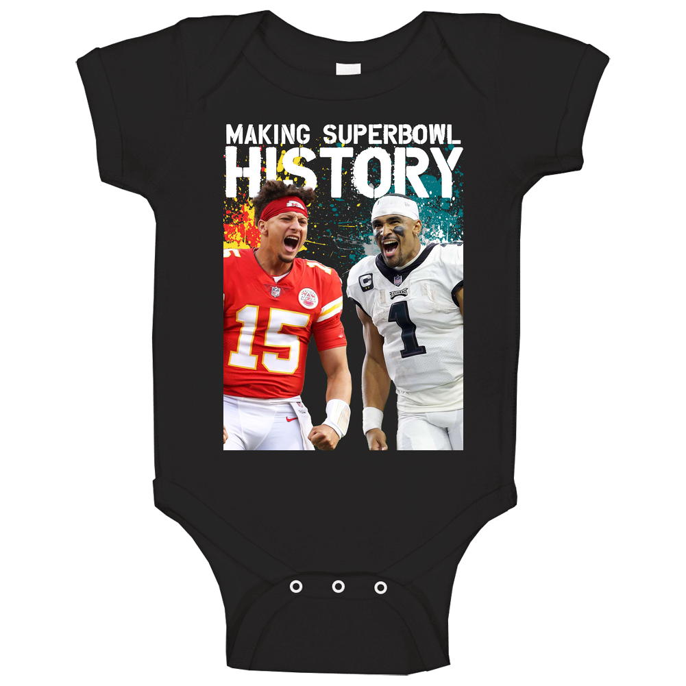 Jalen Hurts Patrick Mahomes Making History Baby One Piece Jalen Hurts Patrick Mahomes Making History Baby One Piece