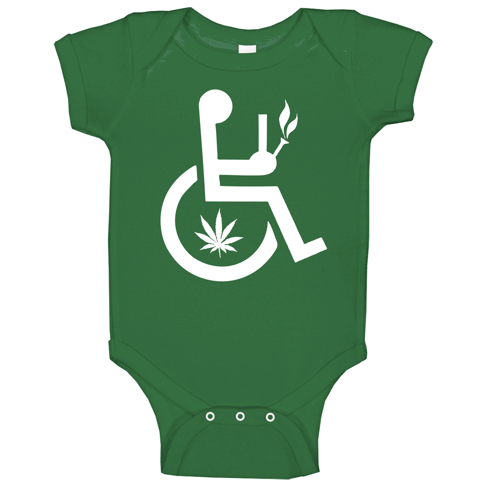 Wheelchair Pot Smoking Bong Marijuana Sign Onesie Baby One Piece