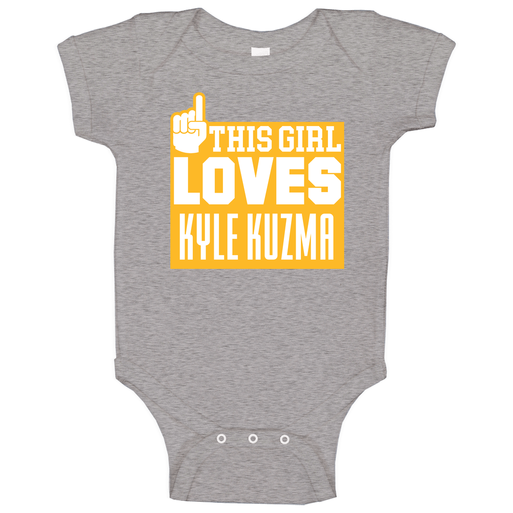 Kyle Kuzma #0 Los Angeles L Basketball This Girl Loves Team Fan Sports Onesie Baby One Piece