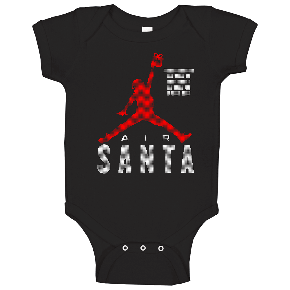 Air Santa Christmas Jordan Jumpman Parody Holiday Ugly Sweater Stitched Look Onesie Baby One Piece