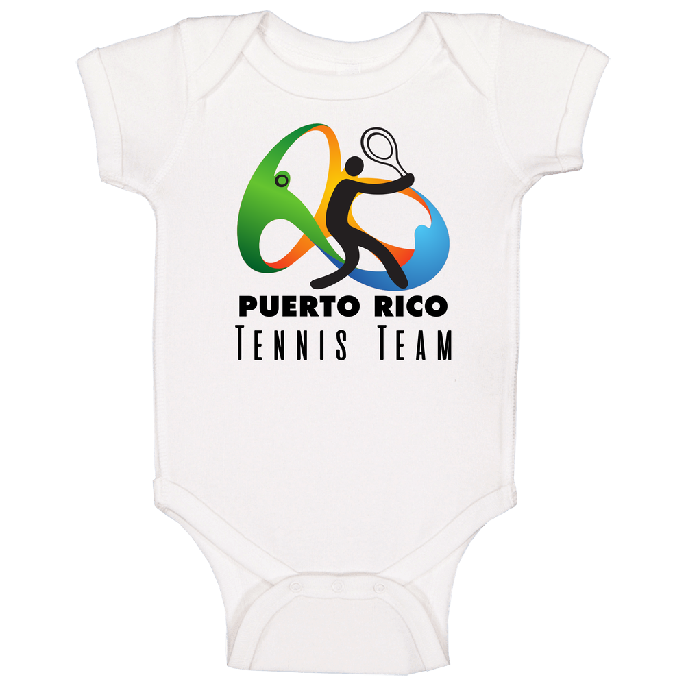 Puerto Rico Tennis Team Rio 2016 Olympic Event Logo Onesie Baby One Piece