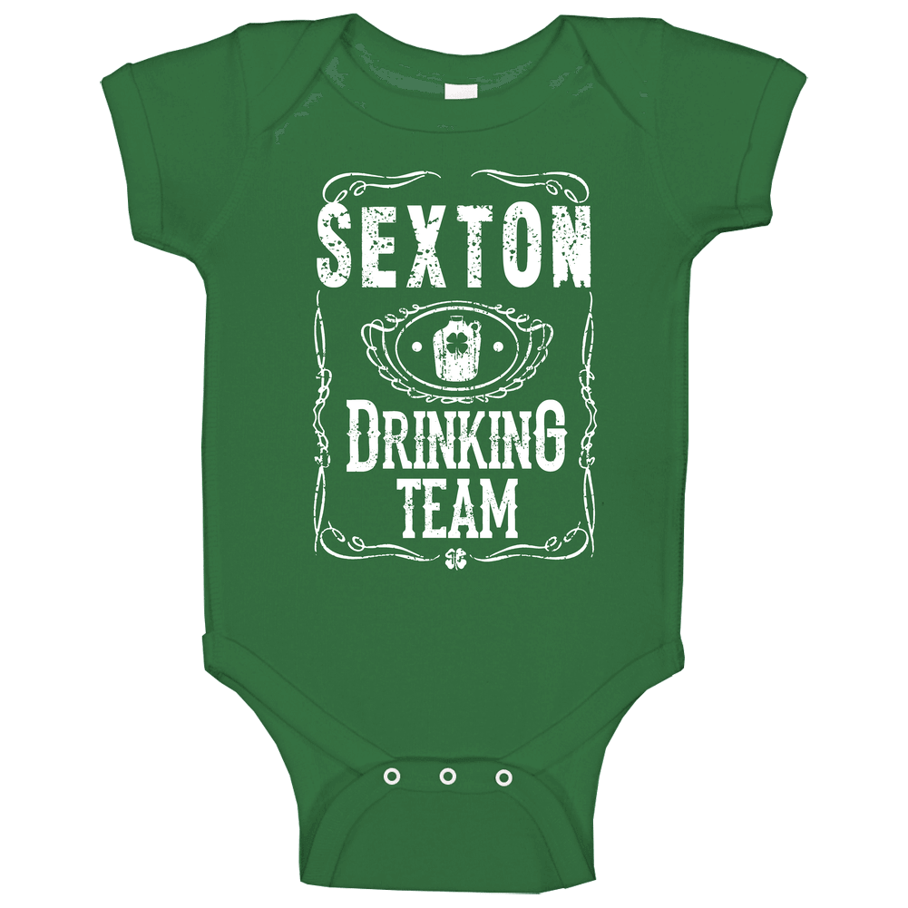 Sexton Irish Drinking Team Whiskey Beer Custom Name St Patricks Day Baby One Piece