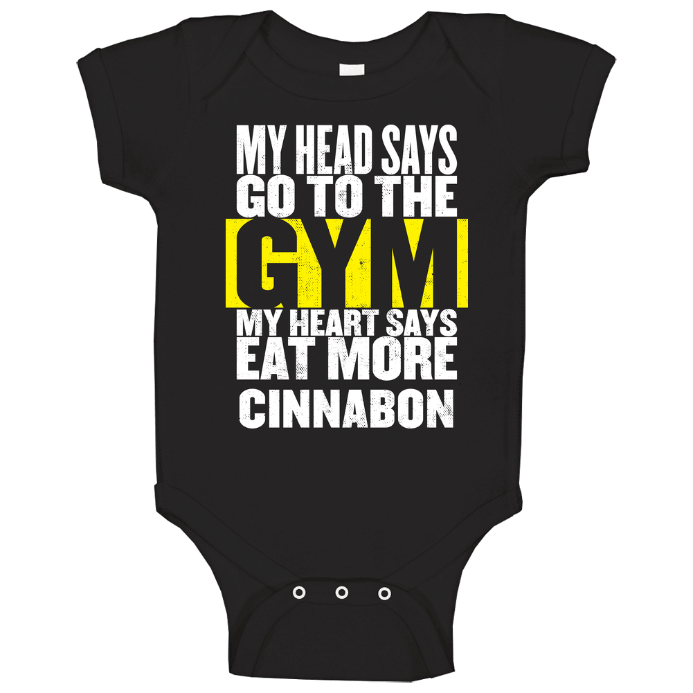 My Heart Says Eat More Cinnabon Funny Food Gym Baby One Piece My Heart Says Eat More Cinnabon Funny Food Gym Baby One Piece