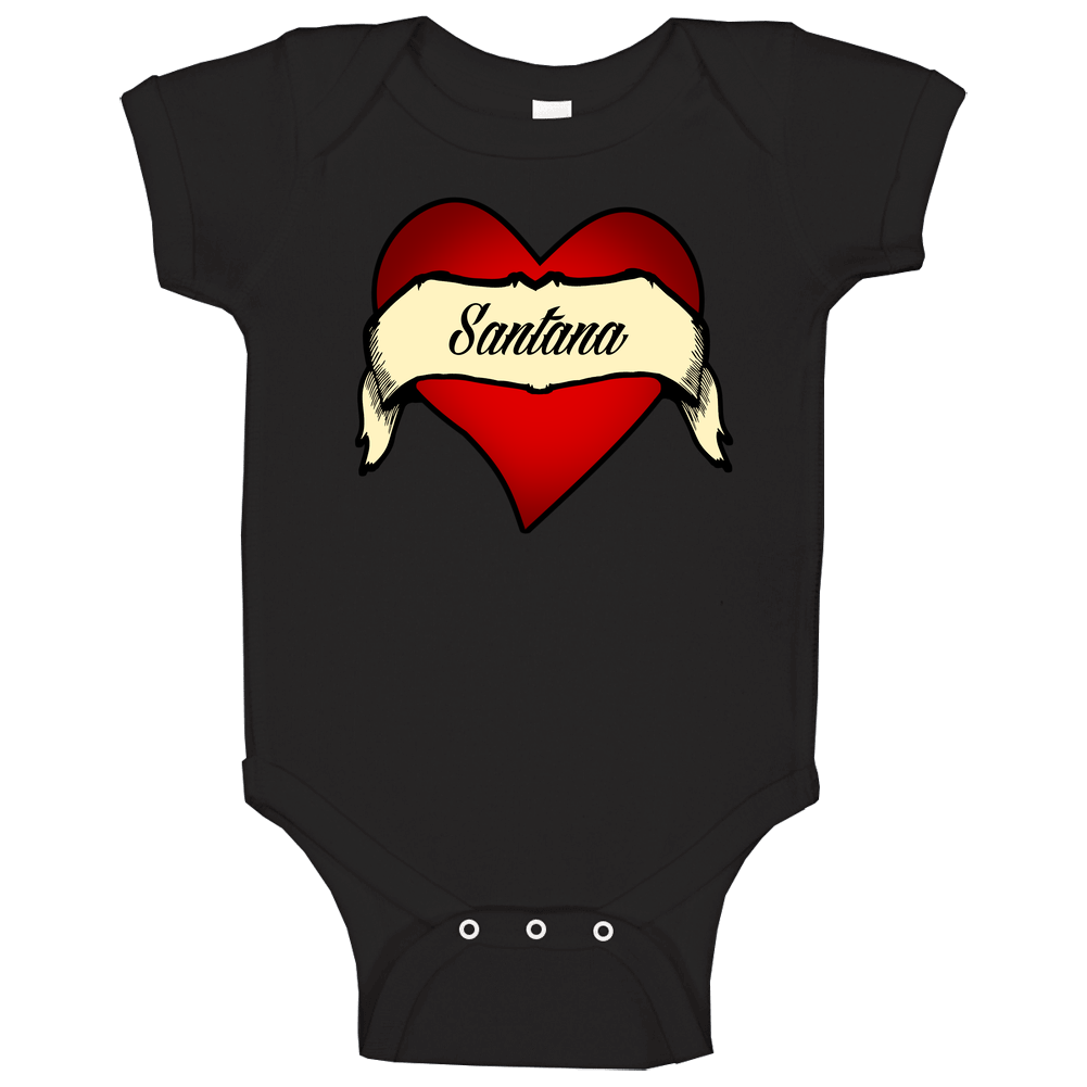 Heart Santana Tattoo Name Baby One Piece
