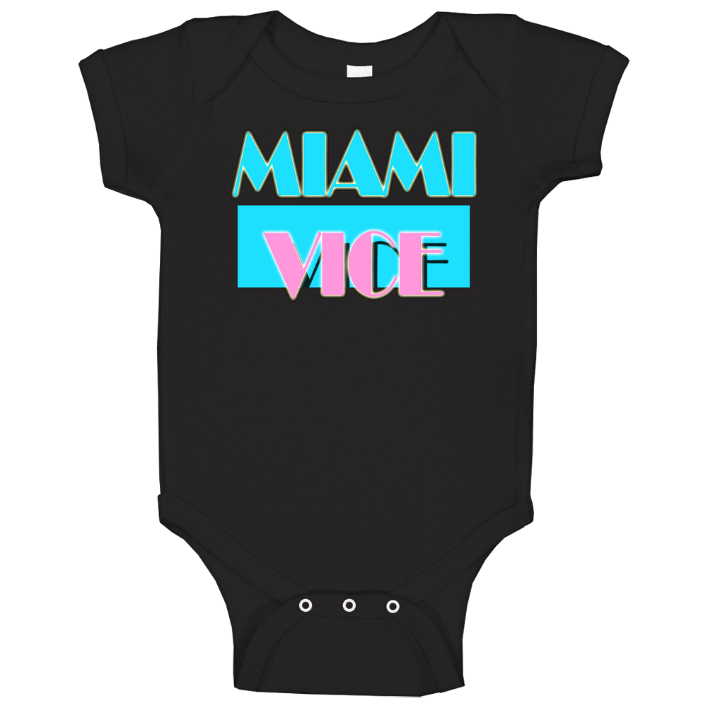 Miami Vice Logo Cult Tv Show Black Baby One Piece Miami Vice Logo Cult Tv Show Black Baby One Piece