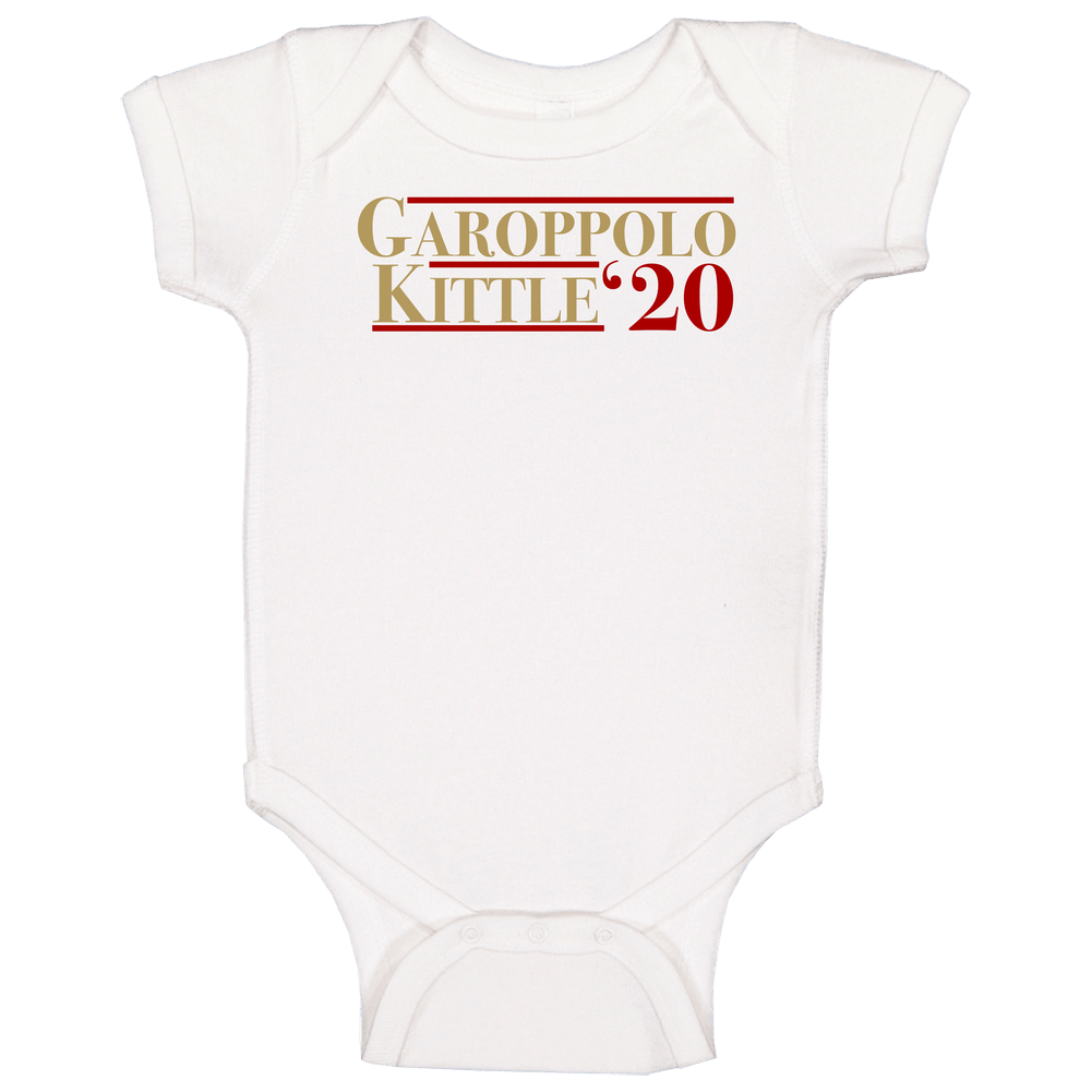 Garoppolo Kittle 2020 For President San Francisco Football Baby One Piece Garoppolo Kittle 2020 For President San Francisco Football Baby One Piece