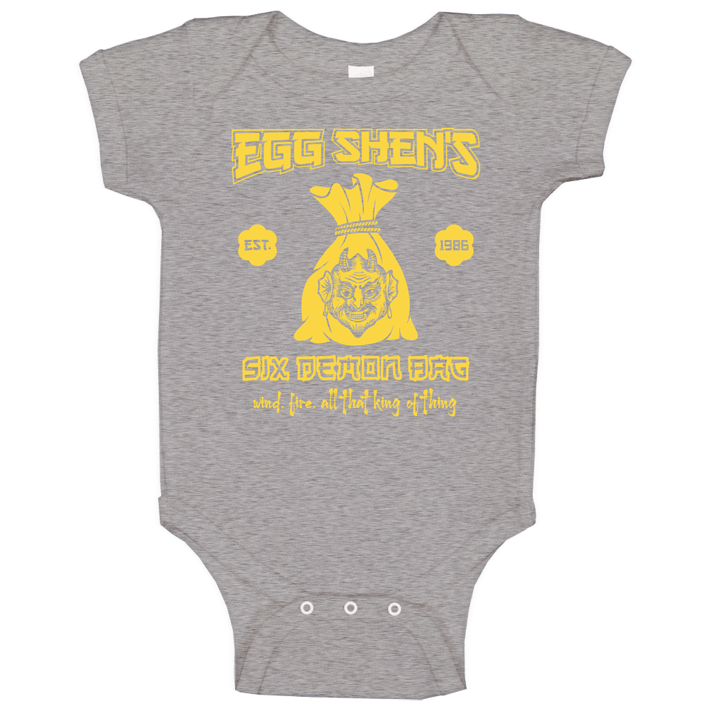 Egg Shen's Six Demon Bag Big Trouble In Little China 80s Action Movie Fan Baby One Piece Egg Shen's Six Demon Bag Big Trouble In Little China 80s Action Movie Fan Baby One Piece