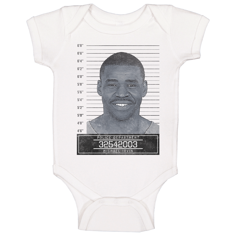 Michael Irvin Famous Sports Star Mugshot Police Department Baby One Piece Michael Irvin Famous Sports Star Mugshot Police Department Baby One Piece
