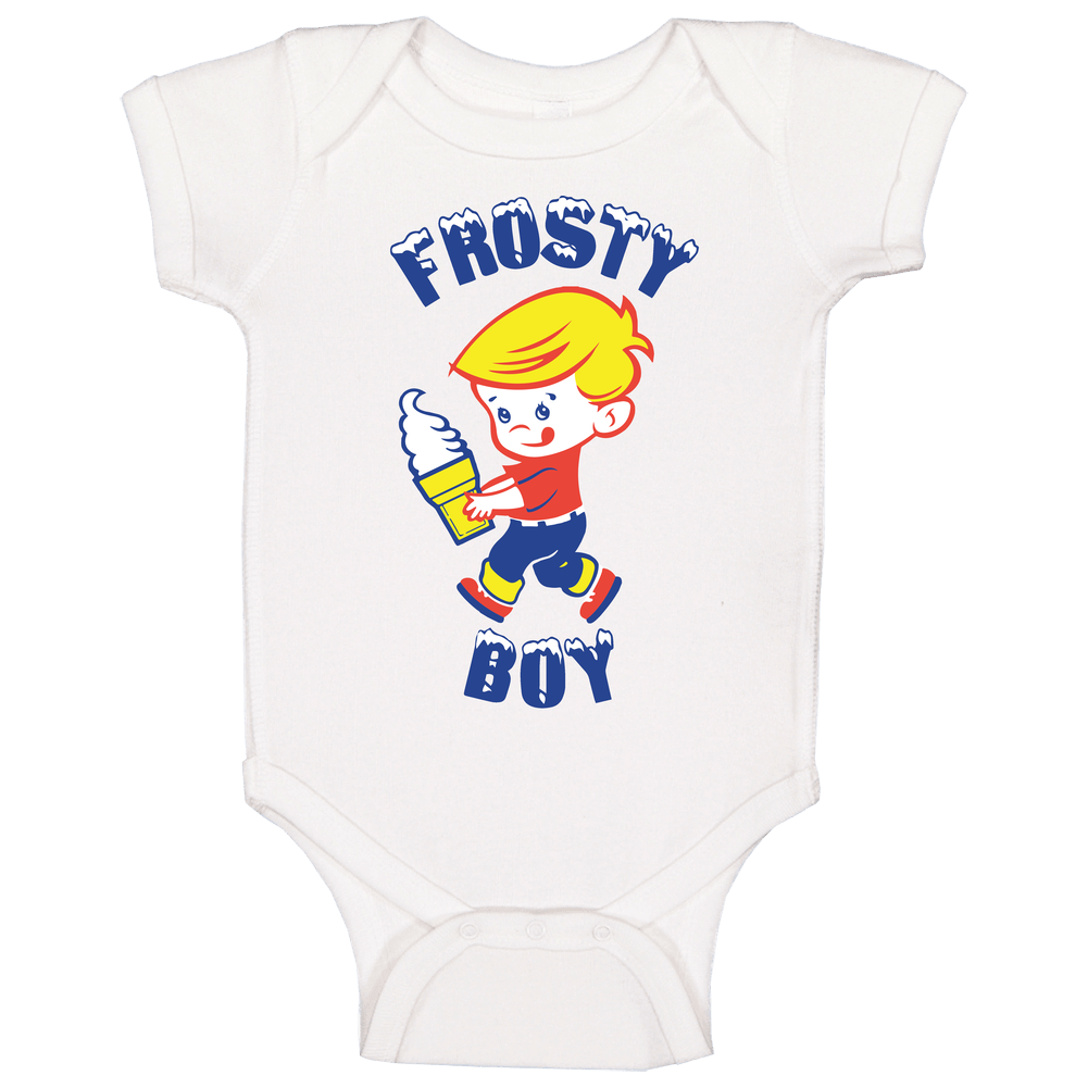 Frosty Boy Ice Cream Desserts Retro Food Logo Baby One Piece