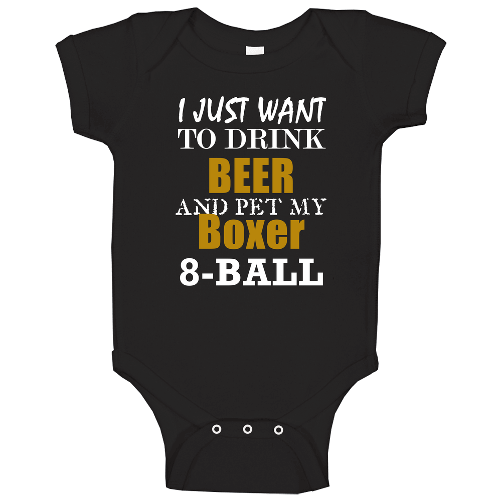 8-ball My Boxer Drink Beer And Pet Funny Baby One Piece 8-ball My Boxer Drink Beer And Pet Funny Baby One Piece