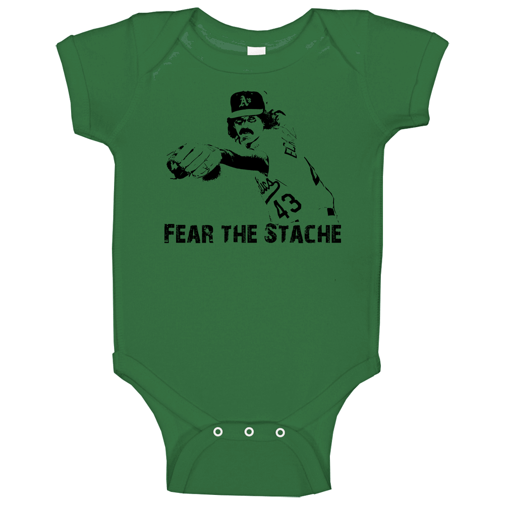 Dennis Eckersley Fear The Stache Baseball Baby One Piece Dennis Eckersley Fear The Stache Baseball Baby One Piece