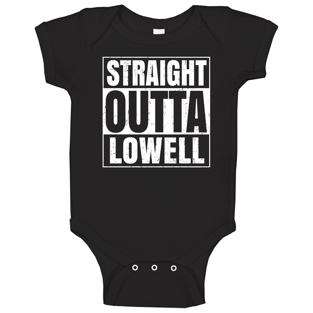 Straight Outta Lowell Massachusetts City Compton Parody Grunge Baby One Piece Straight Outta Lowell Massachusetts City Compton Parody Grunge Baby One Piece