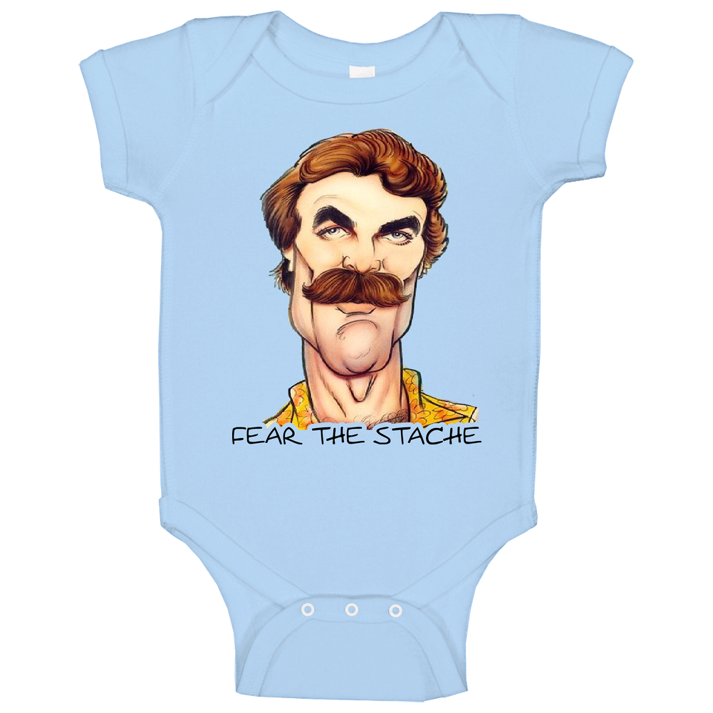 Magnum Pi Tom Selleck Fear The Stache Baby One Piece Magnum Pi Tom Selleck Fear The Stache Baby One Piece