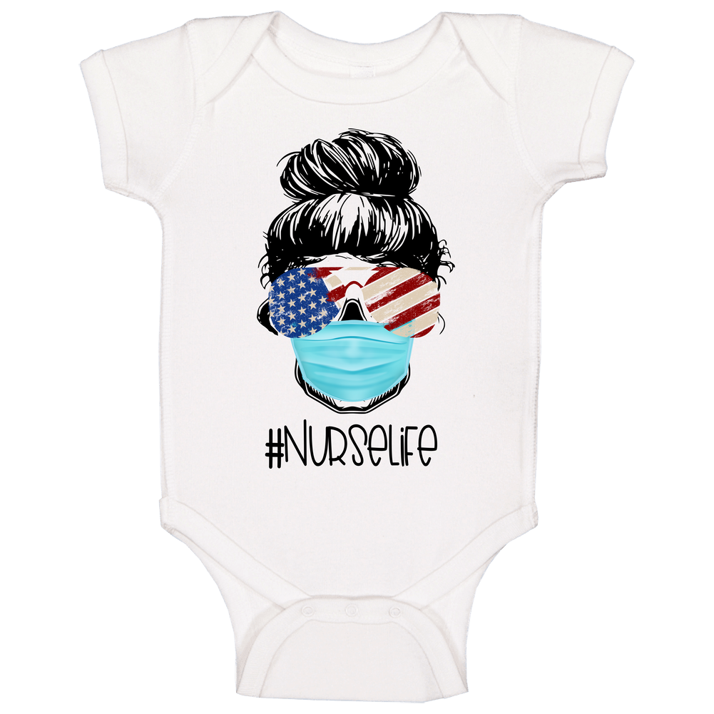 New Nurse Life Patriotic Sunglasses onesie Baby One Piece