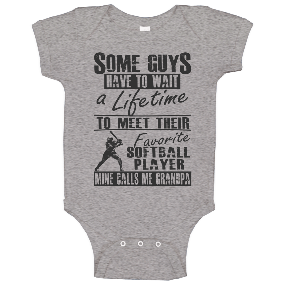 My Favorite Softball Player Calls Me Grandpa onesie Baby One Piece
