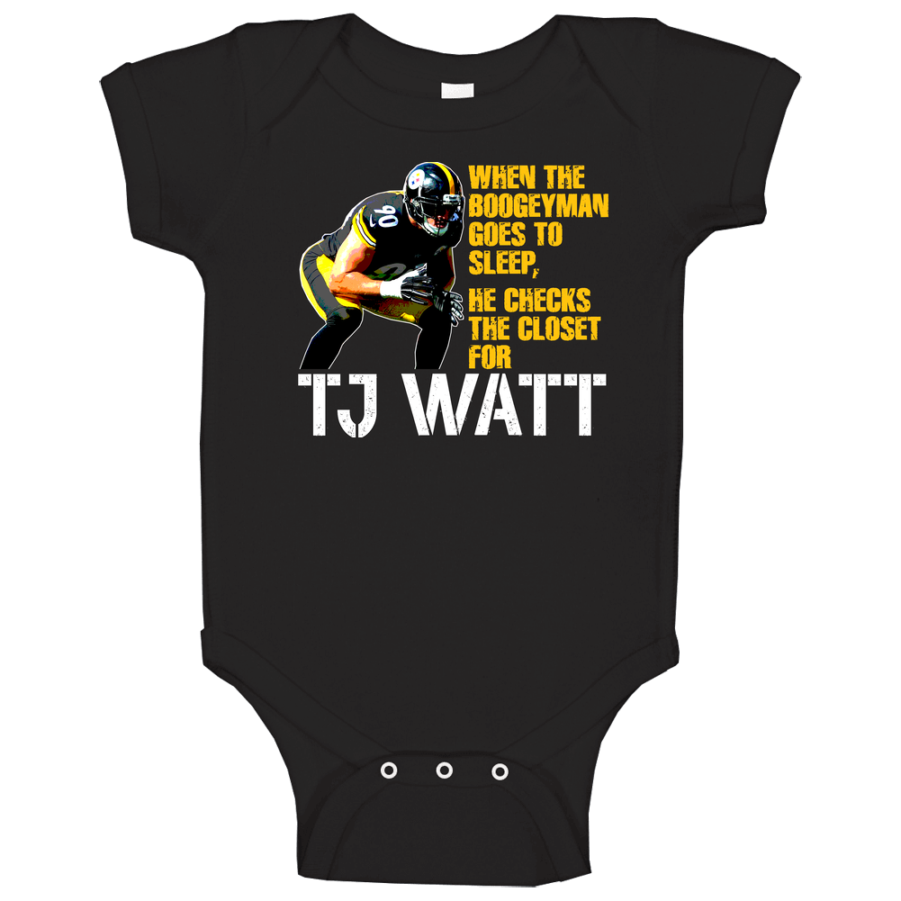 Boogeyman Checks Closet For Tj Watt Pittsburgh Football Fan onesie Baby One Piece