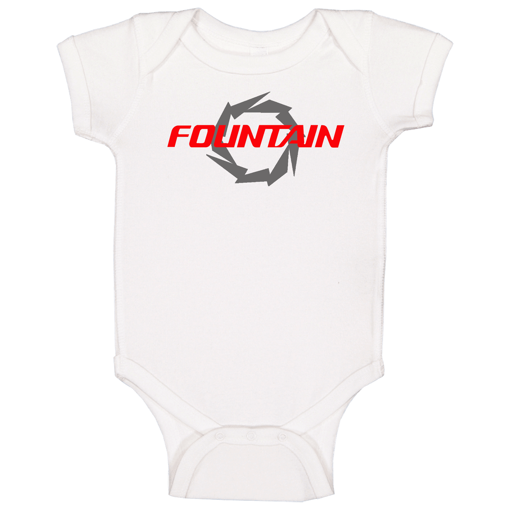 Fountain Power Boats Speed Performance Red Logo White Baby One Piece Fountain Power Boats Speed Performance Red Logo White Baby One Piece