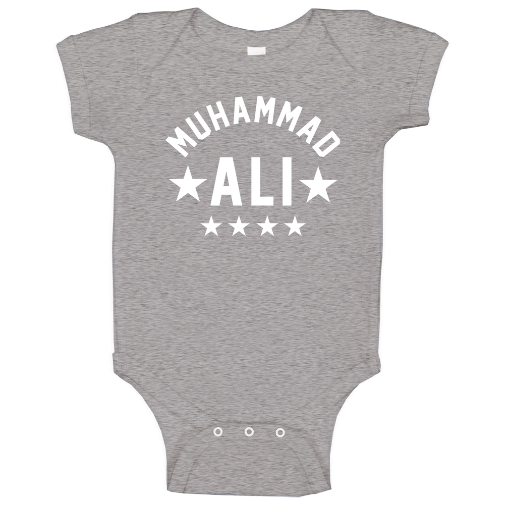 Muhammad Ali 5 Star Charcoal Gray Baby One Piece