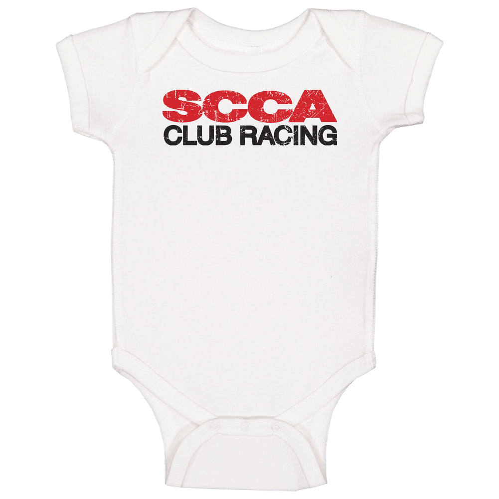Scca Club Racing Auto Automobile Car Truck Motorcycle Parts Cool Distressed Style Brand Logo Emblem Baby One Piece Scca Club Racing Auto Automobile Car Truck Motorcycle Parts Cool Distressed Style Brand Logo Emblem Baby One Piece