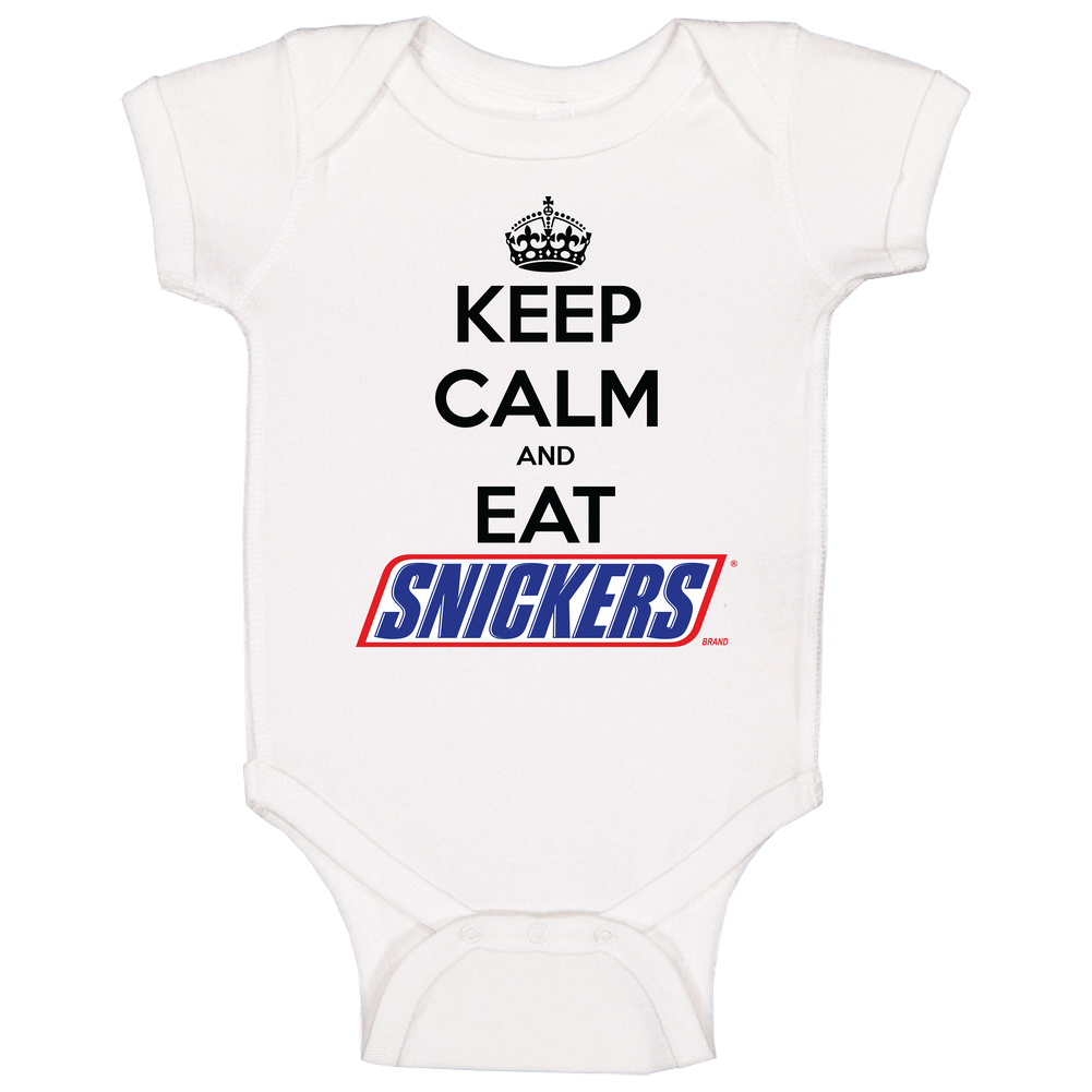 Keep Calm And Eat Snickers Chocolate Bar Baby One Piece Keep Calm And Eat Snickers Chocolate Bar Baby One Piece