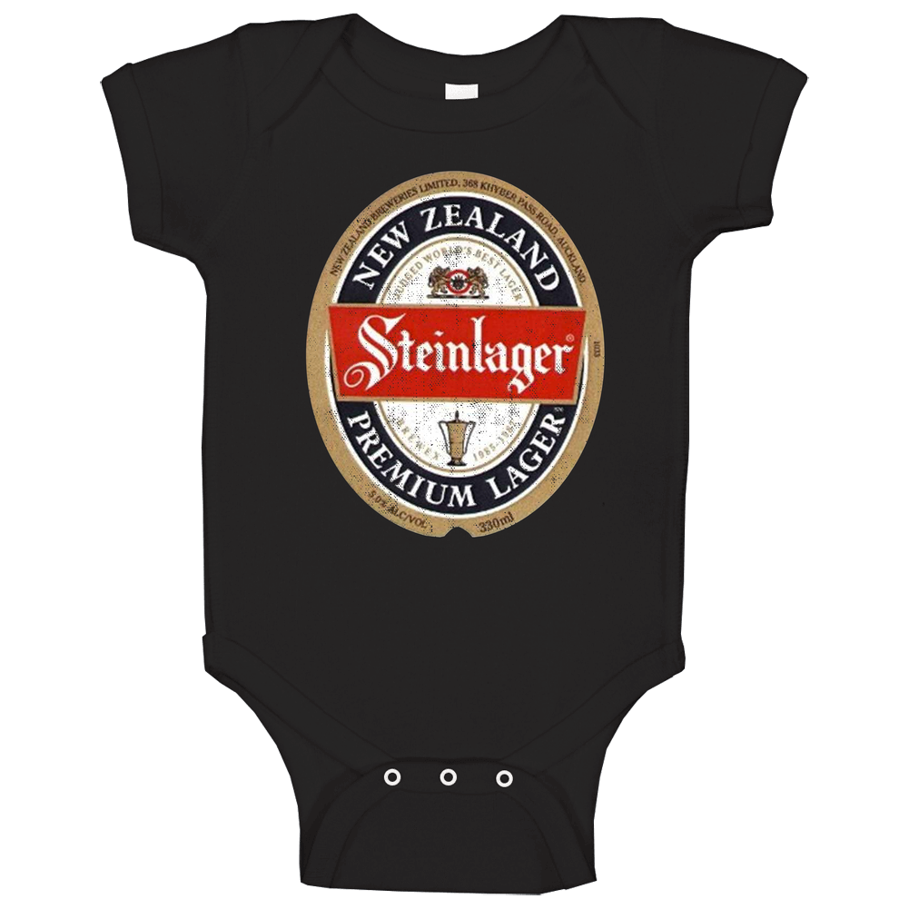 Steinlager Premium Lager New Zealand All Blacks Supporter Retro Label Baby One Piece Steinlager Premium Lager New Zealand All Blacks Supporter Retro Label Baby One Piece
