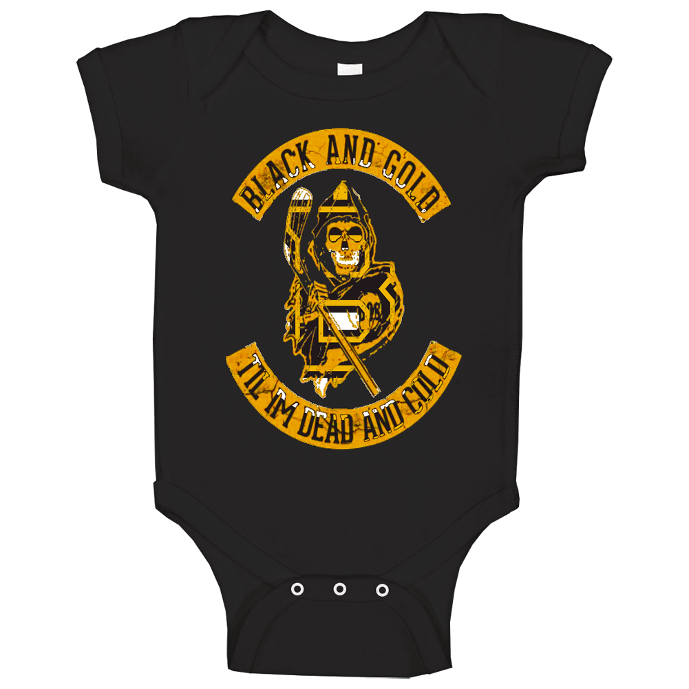 New Bruins Black N Gold Dead N Cold Baby One Piece