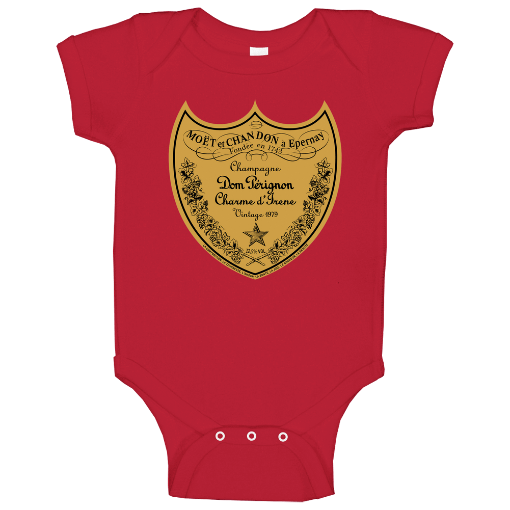 Mytee Dom Perignon Champagne Vintage 1979 Men's Red Baby One Piece Mytee Dom Perignon Champagne Vintage 1979 Men's Red Baby One Piece