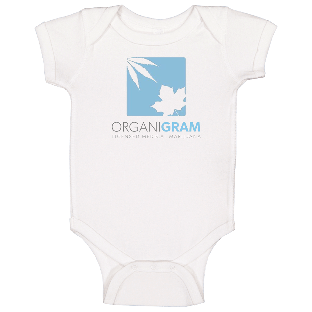 Organigram Holdings Inc Cannabis Weed Marijuana Stoner Company Logo Fan Baby One Piece