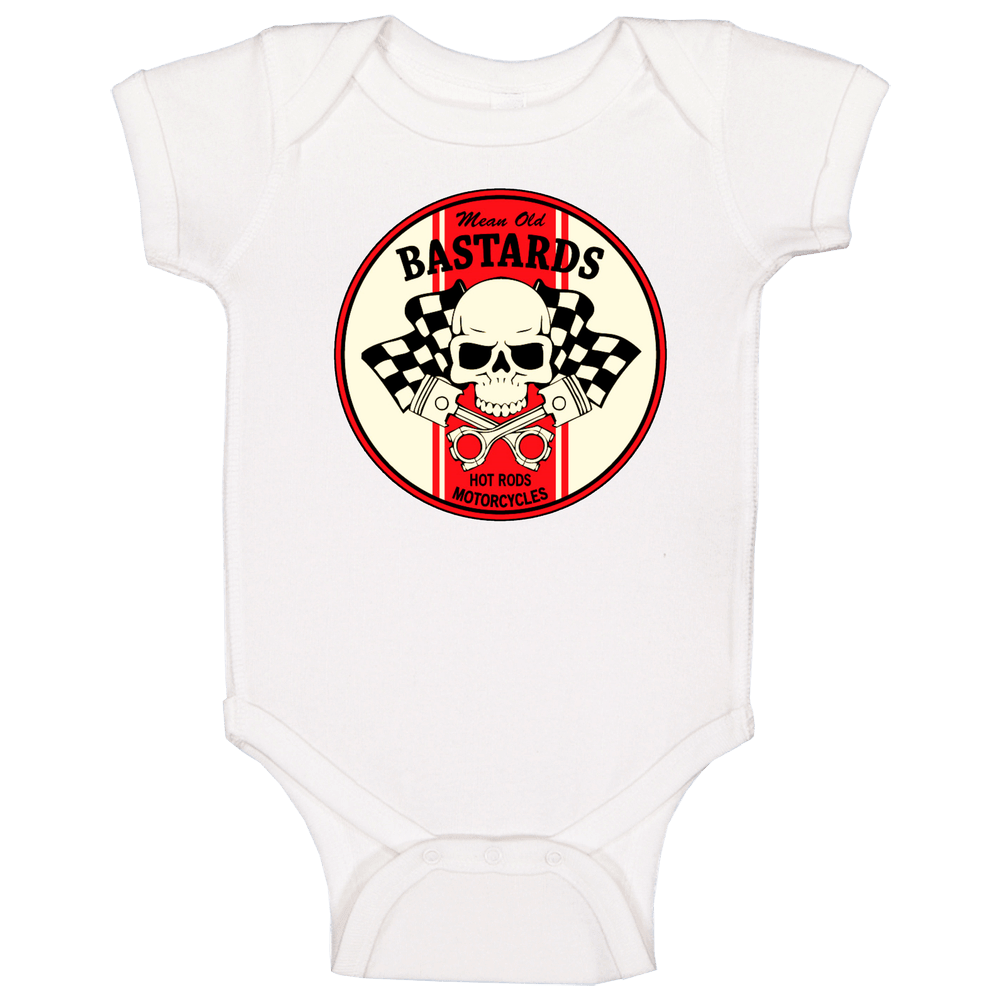 Mean Old Bastards Hot Rods Motorcycles Logo Baby One Piece Mean Old Bastards Hot Rods Motorcycles Logo Baby One Piece