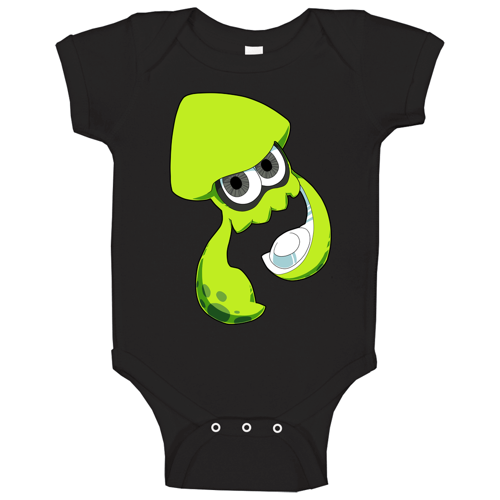 Splatoon - Lime Green Inkling Squid - Black romper jumpsuit Baby One Piece