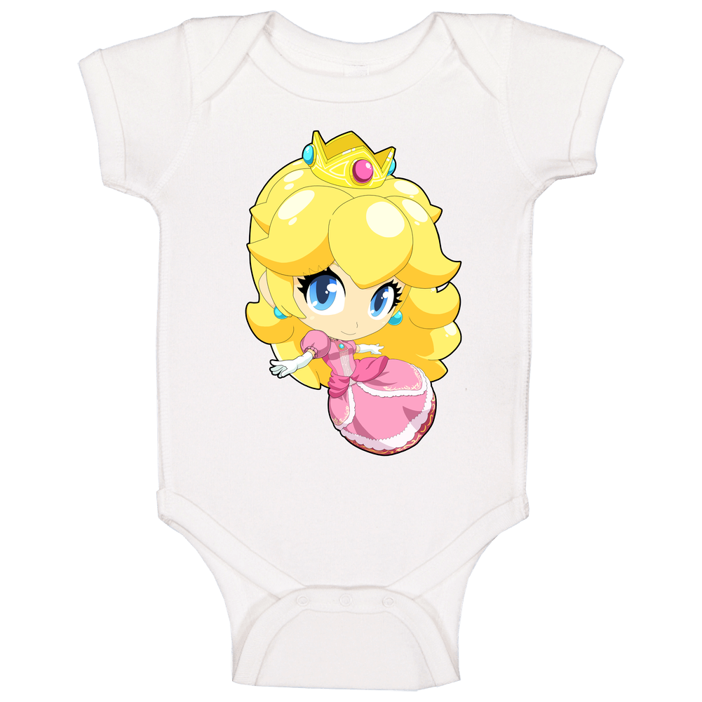 Super Smash Bros. - Super Mario Bros. - Peach - Cute White romper Baby One Piece Super Smash Bros. - Super Mario Bros. - Peach - Cute White romper Baby One Piece
