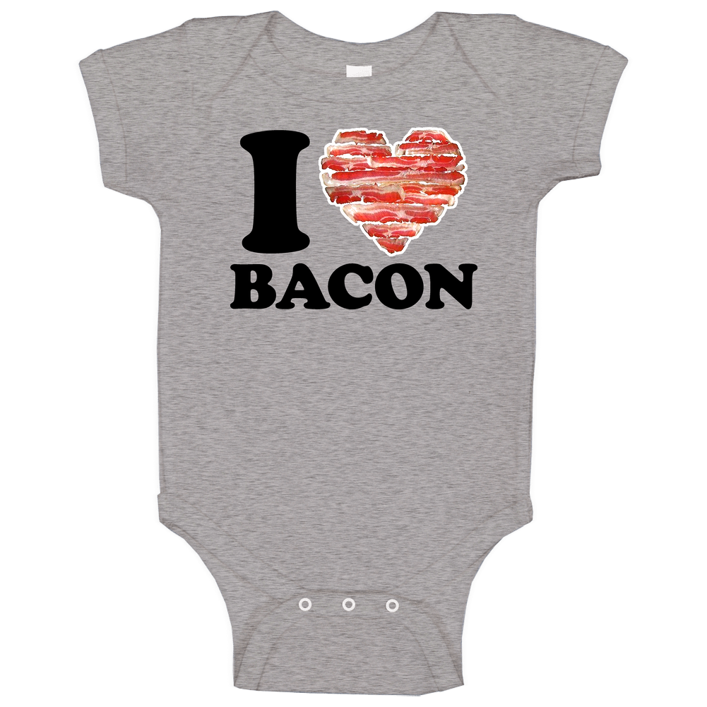 I Love Bacon Heart Pork Breakfast Eggs romper Baby One Piece