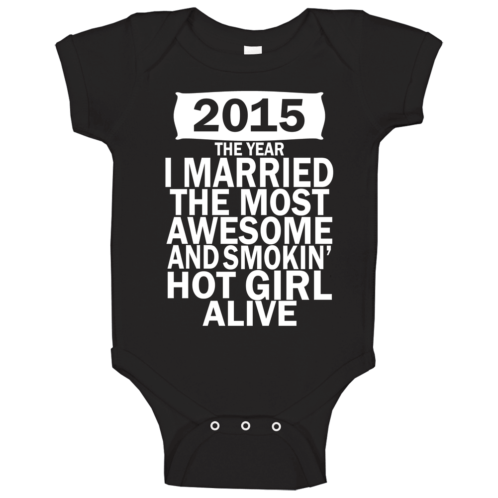 New 2015 I Married Most Awesome White Rint romper Baby One Piece
