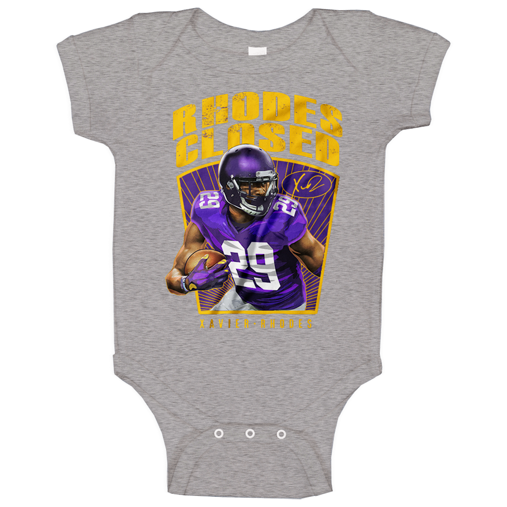 Xavier Rhodes Vikings Interception Rhodes Closed romper Baby One Piece Xavier Rhodes Vikings Interception Rhodes Closed romper Baby One Piece