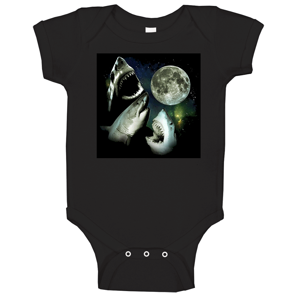 There Shark Moon Funny Wolf Cool Retro romper Baby One Piece
