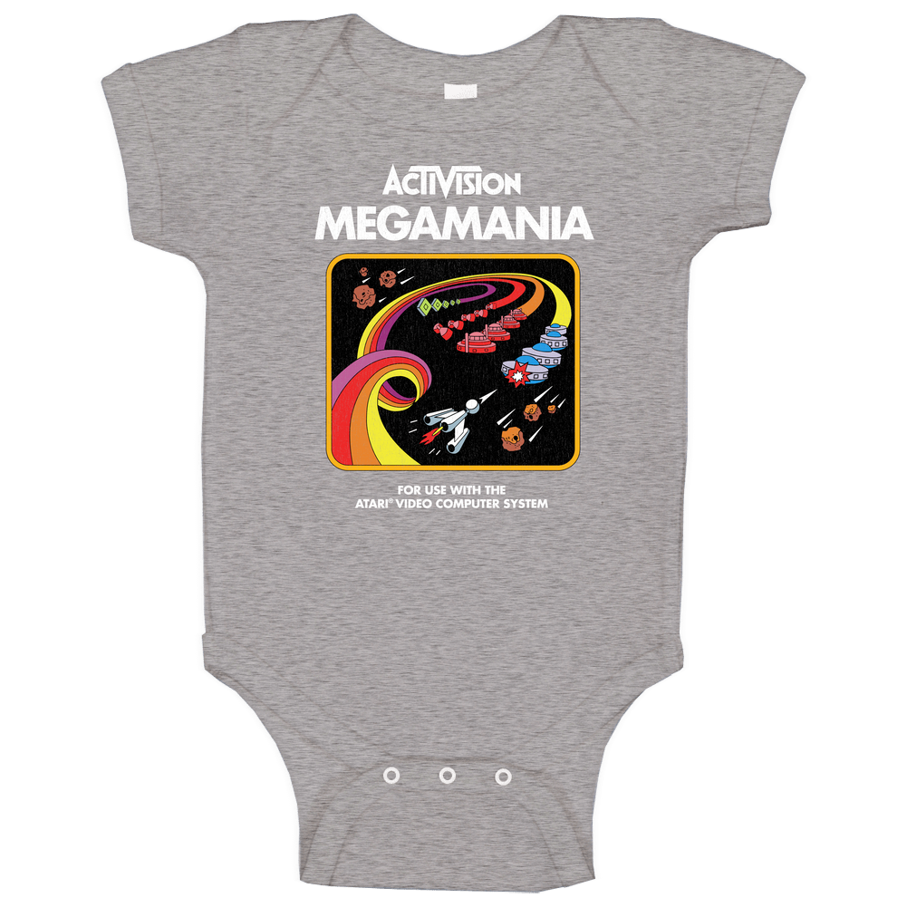 Megamania, T-Shirt, Activision, Arcade, Video Game, Atari, Retro, 80's, Box romper Baby One Piece