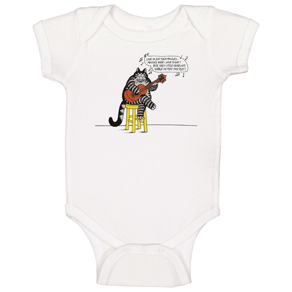 New Tee T-Shirt Kliban Cat Sing Song With Play Guitar Cartoon Anime Funny romper Baby One Piece