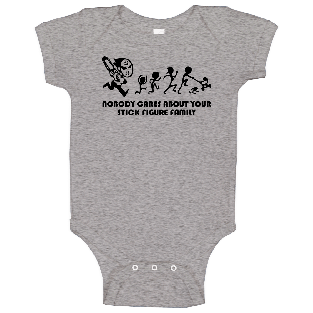 New Nobody Cares About Your Stick Figure Family Funny Sport Grey romper Baby One Piece New Nobody Cares About Your Stick Figure Family Funny Sport Grey romper Baby One Piece