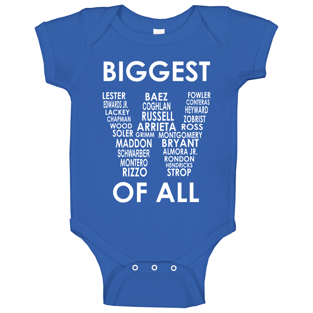 Biggest Win of All Cubs World Series Champs T Shirt Roster in W Flag 2016 Champions Team Names romper Baby One Piece Biggest Win of All Cubs World Series Champs T Shirt Roster in W Flag 2016 Champions Team Names romper Baby One Piece