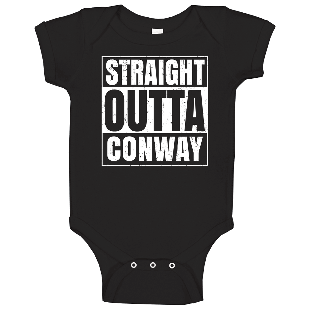 Straight Outta Conway High School Funny Graduation Parody romper Baby One Piece Straight Outta Conway High School Funny Graduation Parody romper Baby One Piece