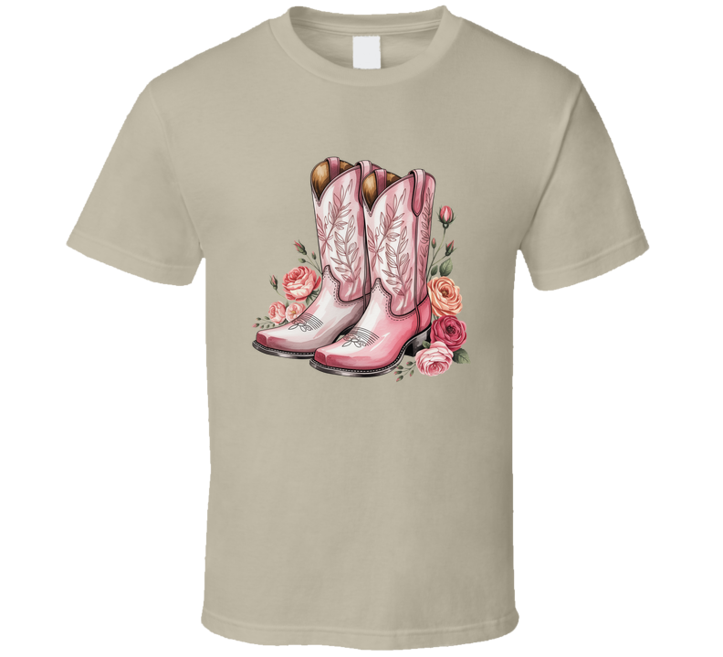 Pink Boots With Flowers T Shirt