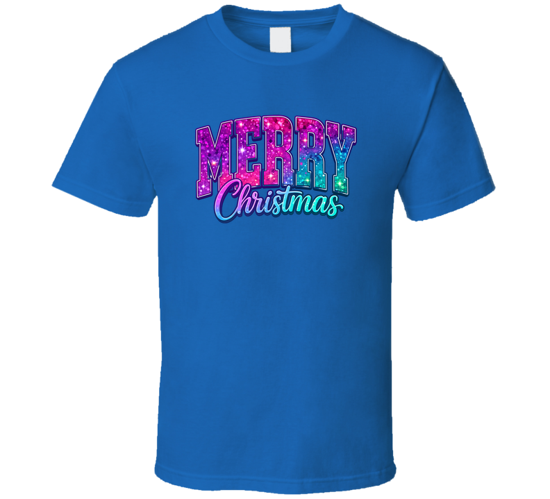 Merry Christmas Glittery Design T Shirt