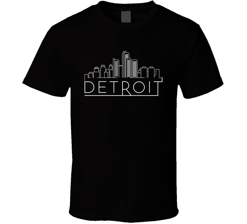 Detroit Line Art World Class Cities Skylines Dark T Shirt