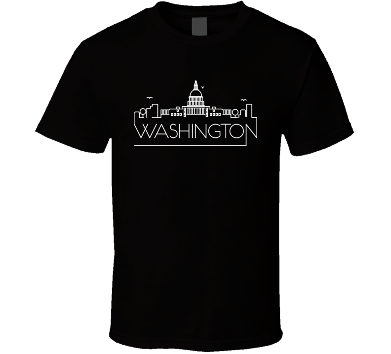 Washington Line Art World Class Cities Skylines Dark T Shirt